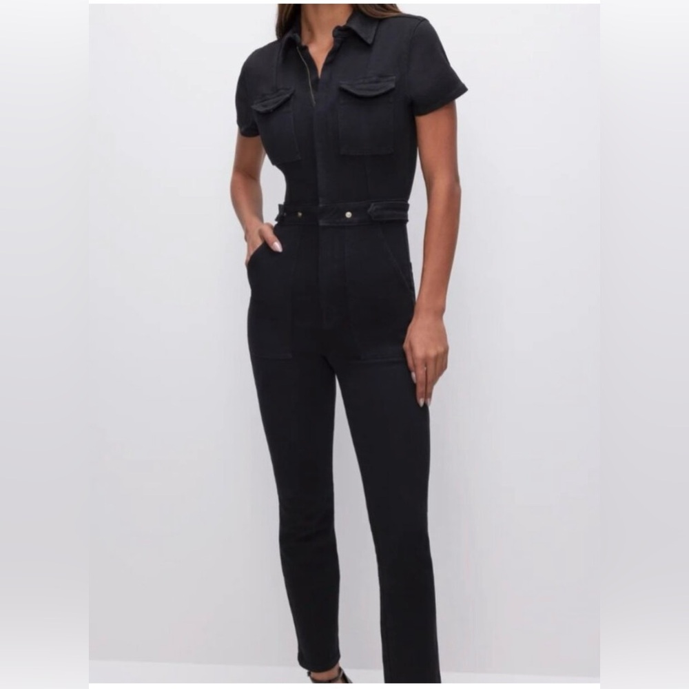 NWT Good American Black Belted Jumpsuit size medium $199
